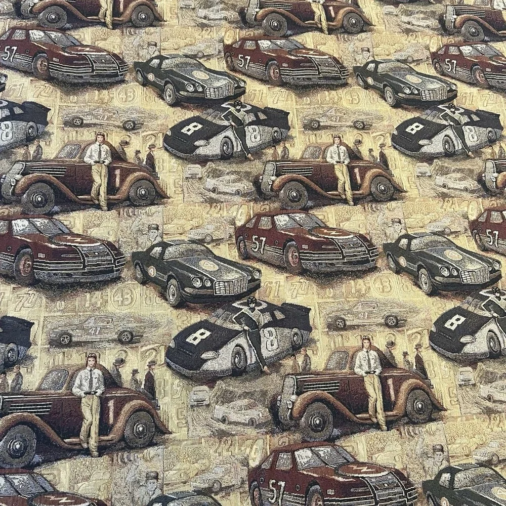 Vintage Racing Car Tapestry Upholstery Fabric 87